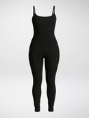 Macacão Longo Canelado Alcinha Feminino Roupa Academia Fitness Esportivo