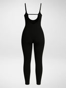 Macacão Longo Canelado Alcinha Feminino Roupa Academia Fitness Esportivo