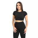 Conjunto Canelado Calça Flare e Cropped Roupa Academia Fitness Feminina Esportiva Treino Corrida