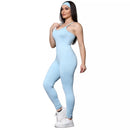 Macacão Longo Com faixa Academia Feminino Suplex Roupa Macaquinho Fitness Treino Confortável Zero Transparência