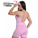 Macaquinho Com Faixa Academia Feminino Suplex Roupa Macacão Fitness Treino Esporte Confortável Zero Transparência