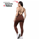 Macacão Longo Com faixa Academia Feminino Suplex Roupa Macaquinho Fitness Treino Confortável Zero Transparência
