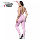 Macacão Longo Com faixa Academia Feminino Suplex Roupa Macaquinho Fitness Treino Confortável Zero Transparência